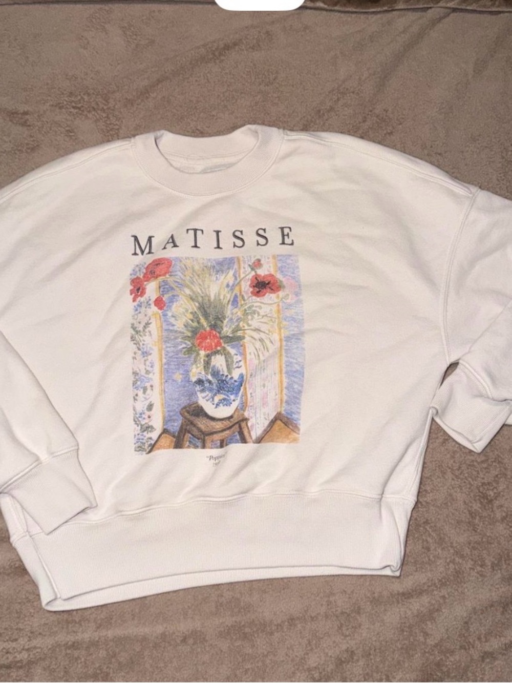 Abercrombie and Fitch White Crewneck Sweatshirt with Multicolor Floral Print